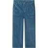 Kids Wide Leg Corduroy Pants, Blue - Pants - 1 - thumbnail