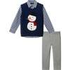 Kids Sweater Vest Set, Navy Snowman - Mixed Apparel Set - 1 - thumbnail