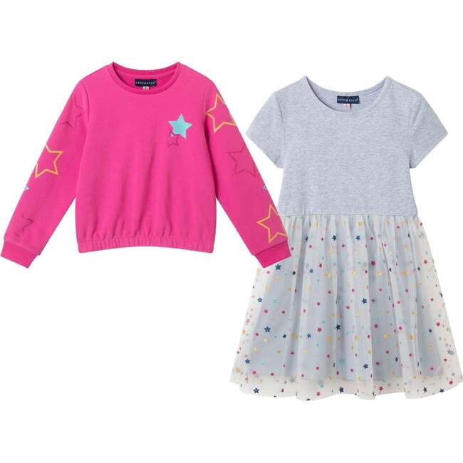 Kids Sweatshirt & Dress Set, Pink Star