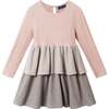 Kids Color Blocked Lurex Knit Tiered Dress, Pink Colorblock - Dresses - 1 - thumbnail