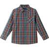 Kids Buttondown Shirt, Navy Plaid - Button Downs - 1 - thumbnail
