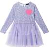Kids Printed Rib Knit Dress, Purple Hearts - Dresses - 1 - thumbnail