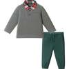 Infant Soft Polo & Jogger Set, Grey Holiday - Mixed Apparel Set - 1 - thumbnail