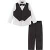 Kids 3-Piece "Dapper-in-a-Dash"  Vest Set, Black - Mixed Apparel Set - 1 - thumbnail