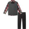 Kids 3-Piece Sweater Vest Set with Bowtie, Red Plaid - Mixed Apparel Set - 1 - thumbnail