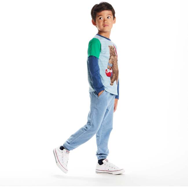 Kids Color Blocked Graphic Tee, Football Bear - T-Shirts - 3