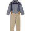 Infant Buttondown Suspenders Set, Navy Gingham - Mixed Apparel Set - 1 - thumbnail