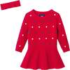 Infant Bubble Sweater Rib Knit Twofer Dress & Headband, Red Bubble - Dresses - 1 - thumbnail