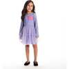 Kids Printed Rib Knit Dress, Purple Hearts - Dresses - 2