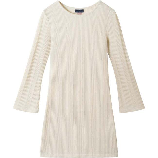 Big Kids Lurex Bell Sleeve Dress, Cream