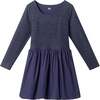 Big Kids Rib Jersey Drop Waist Dress, Navy Bubble - Dresses - 1 - thumbnail