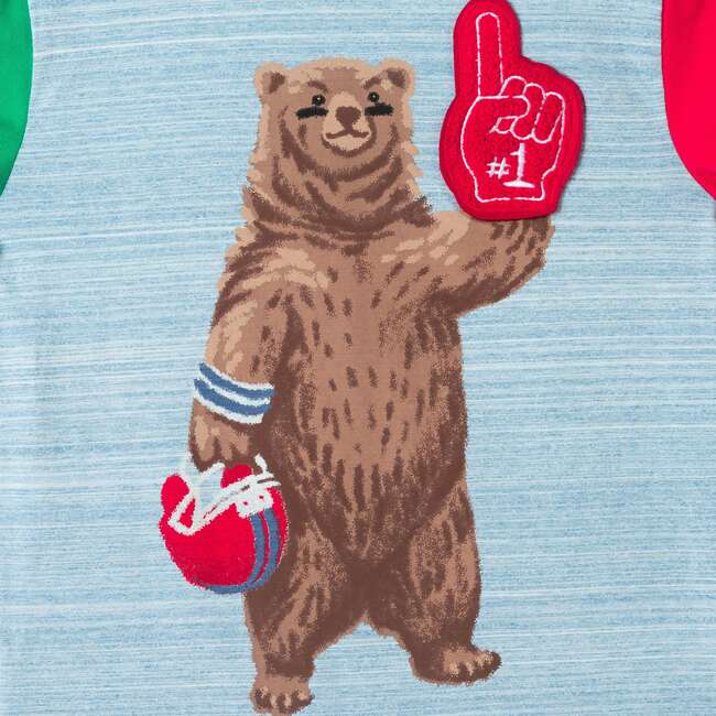 Kids Color Blocked Graphic Tee, Football Bear - T-Shirts - 5