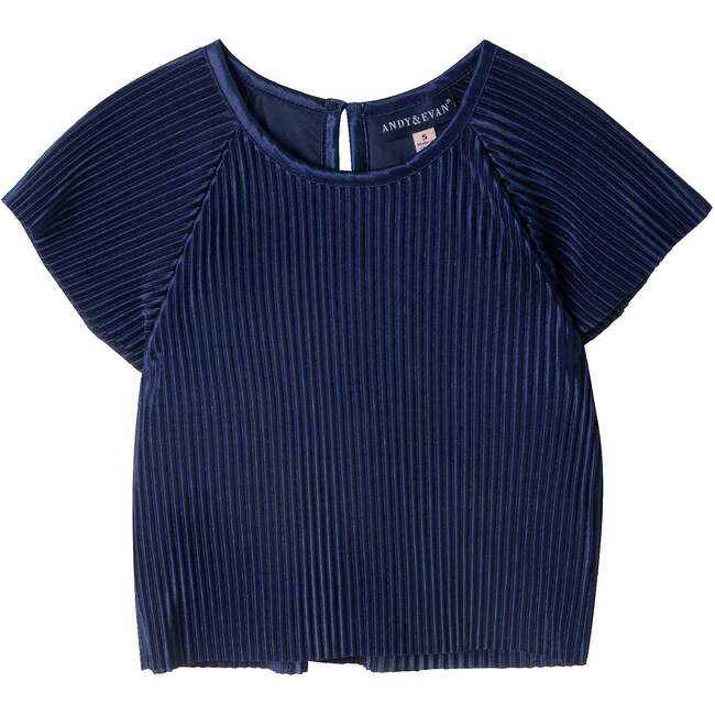 Girls Dressy Pant Set, Navy Plisse - Mixed Apparel Set - 4