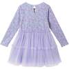 Kids Printed Rib Knit Dress, Purple Hearts - Dresses - 6