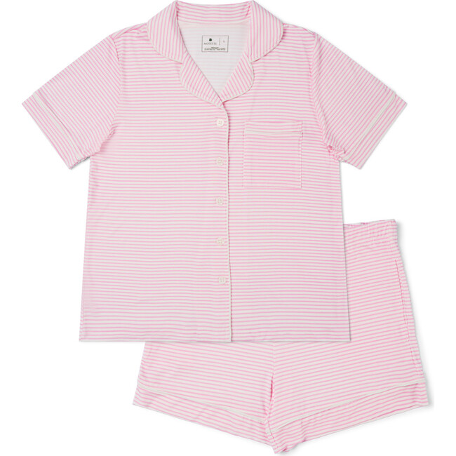 Short Sleeve & Shorts Bamboo Women's Pajama Set, Ballet Stripe