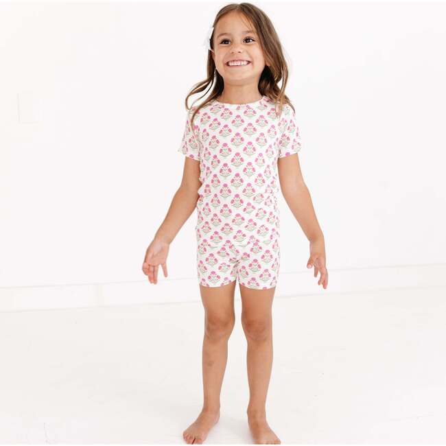 Short Sleeve & Shorts Bamboo Toddler Pajama Set, Pink Posy - Pajamas - 2