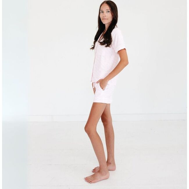 Short Sleeve & Shorts Bamboo Women's Pajama Set, Ballet Stripe - Pajamas - 5