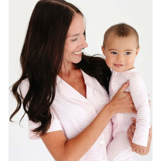 Short Sleeve & Shorts Bamboo Women's Pajama Set, Ballet Stripe - Pajamas - 6