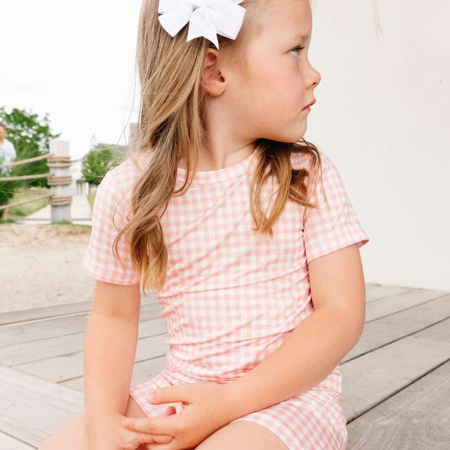 Short Sleeve & Shorts Bamboo Toddler Pajama Set, Sugar Gingham - Pajamas - 5