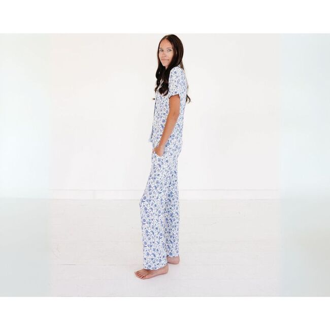 Short Sleeve & Pants Bamboo Women's Pajama Set, Porcelain Vine - Pajamas - 4
