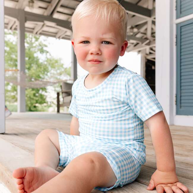 Short Sleeve & Shorts Bamboo Toddler Pajama Set, Harbor Gingham - Pajamas - 4