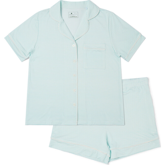 Short Sleeve & Pants Bamboo Women's Pajama Set, Cloud Stripe