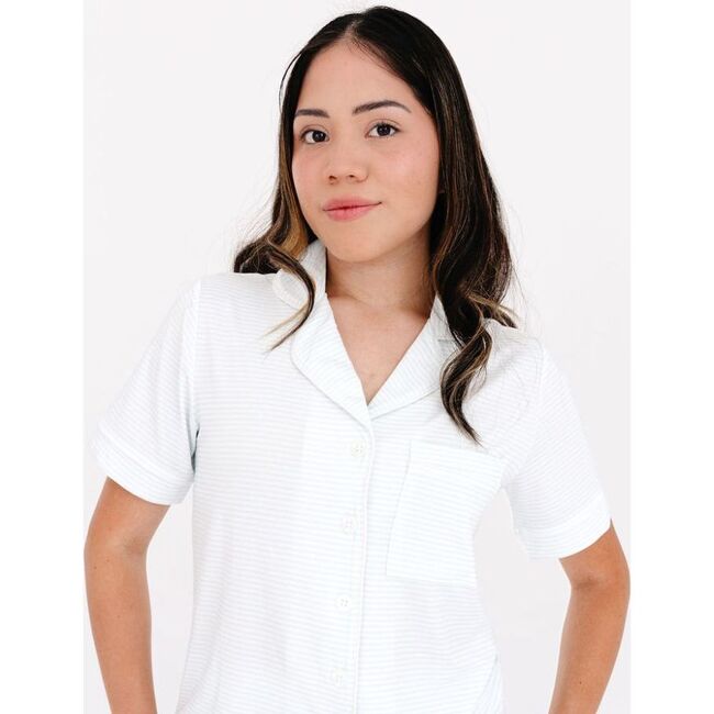 Short Sleeve & Pants Bamboo Women's Pajama Set, Cloud Stripe - Pajamas - 5