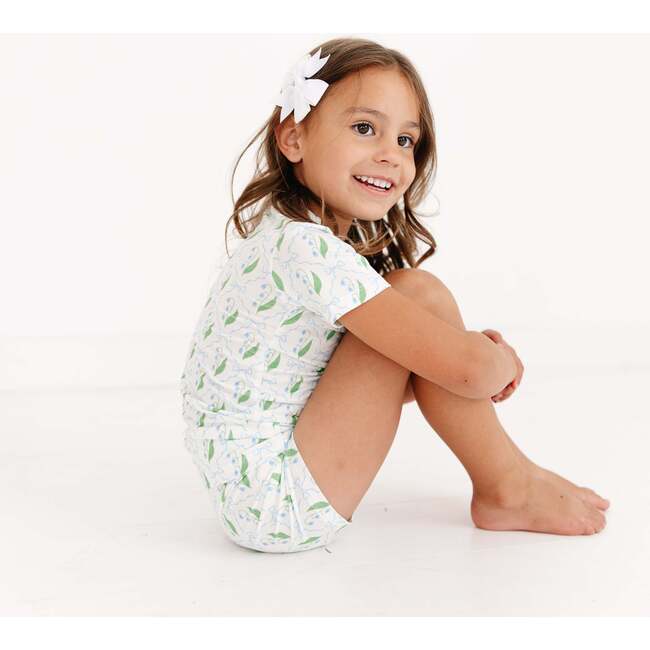 Short Sleeve & Shorts Bamboo Toddler Pajama Set, Bluebell Bows - Pajamas - 2