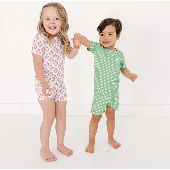 Short Sleeve & Shorts Bamboo Toddler Pajama Set, Garden Gingham - Pajamas - 5