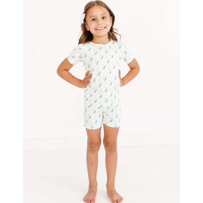 Short Sleeve & Shorts Bamboo Toddler Pajama Set, Bluebell Bows - Pajamas - 3