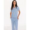 Short Sleeve & Pants Bamboo Women's Pajama Set, Cobalt Stripe - Pajamas - 2