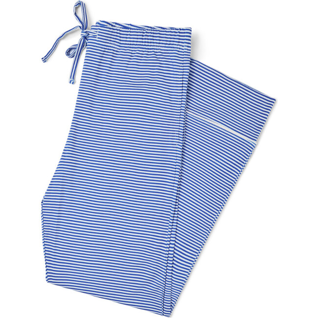 Short Sleeve & Pants Bamboo Women's Pajama Set, Cobalt Stripe - Pajamas - 3