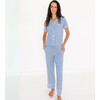 Short Sleeve & Pants Bamboo Women's Pajama Set, Cobalt Stripe - Pajamas - 4
