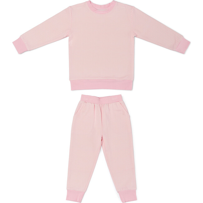 Little Lounger Bamboo Sweatsuit, Peony Stripe