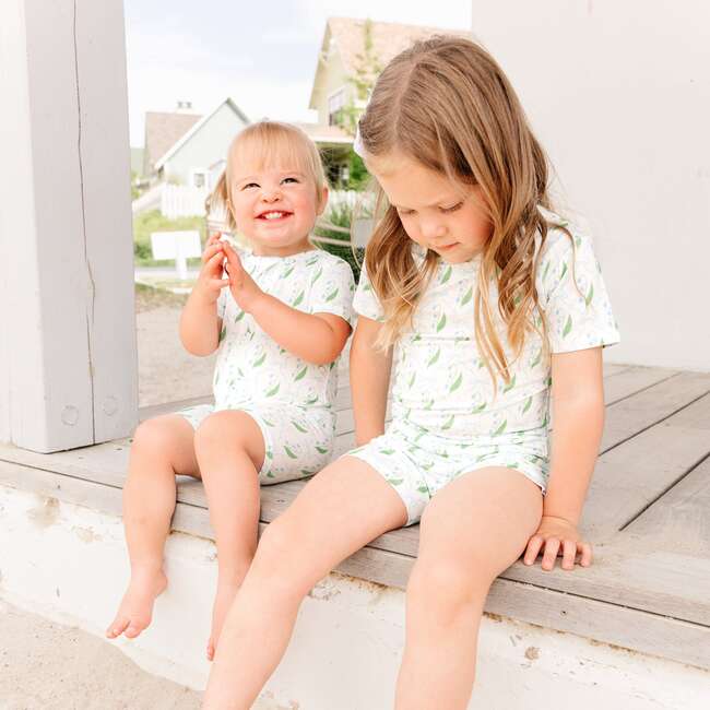 Short Sleeve & Shorts Bamboo Toddler Pajama Set, Bluebell Bows - Pajamas - 5