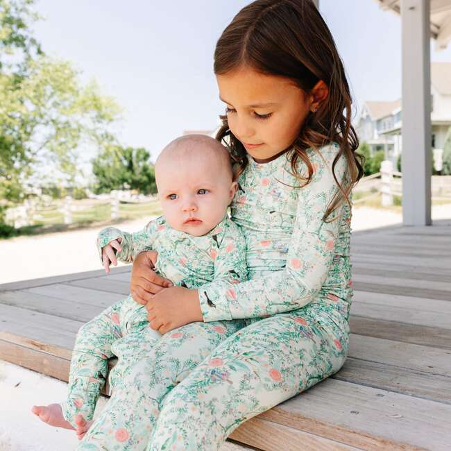 Bamboo Toddler Pajama Set, Sage Blossom