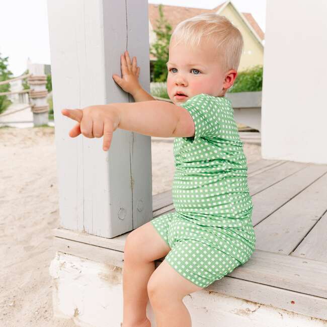 Short Sleeve & Shorts Bamboo Toddler Pajama Set, Garden Gingham - Pajamas - 7