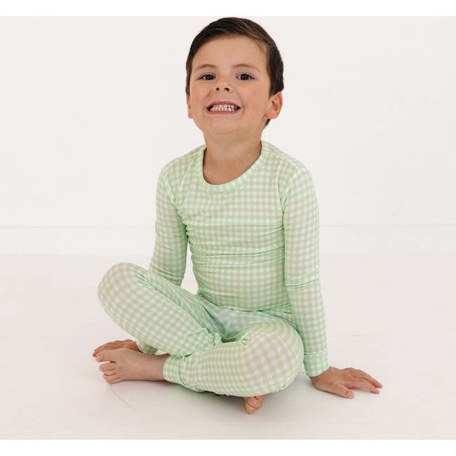 Bamboo Toddler Pajama Set, Pistachio Gingham - Pajamas - 2