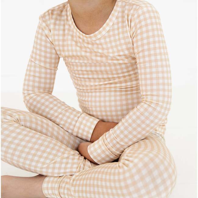 Bamboo Toddler Pajama Set, Sandstone Gingham - Pajamas - 3