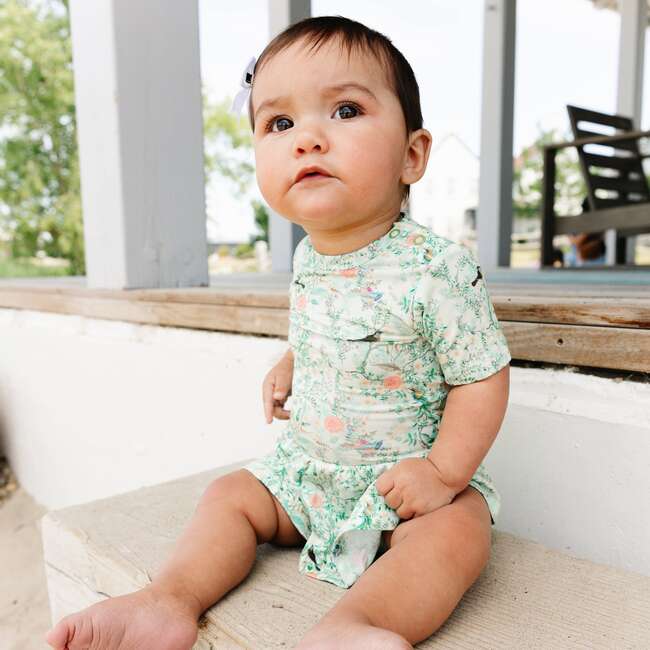 Bamboo Twirl Dress with Bodysuit, Sage Blossom - Dresses - 5