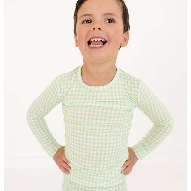 Bamboo Toddler Pajama Set, Pistachio Gingham - Pajamas - 3