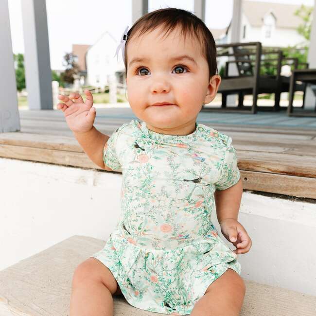 Bamboo Twirl Dress with Bodysuit, Sage Blossom - Dresses - 6