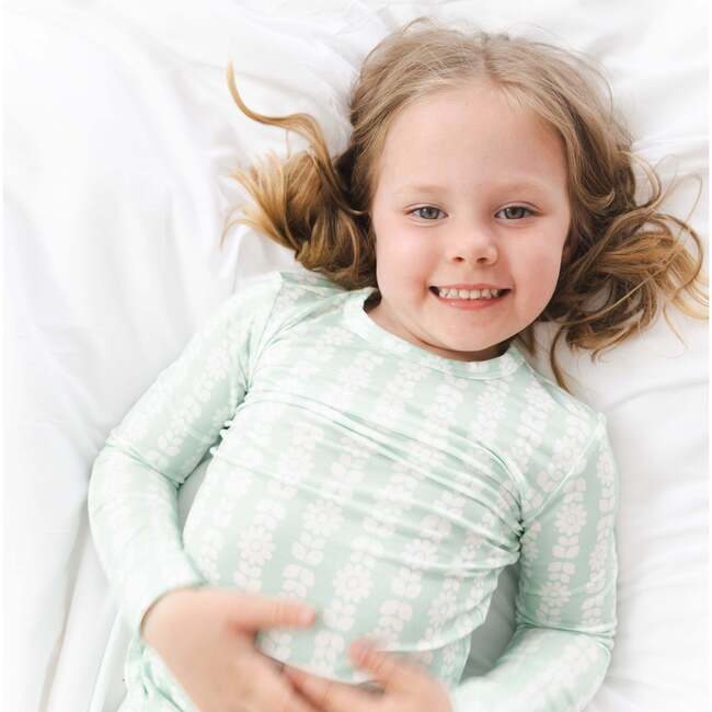 Bamboo Toddler Pajama Set, Mint Meadows - Pajamas - 3