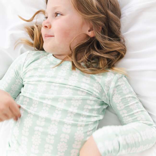 Bamboo Toddler Pajama Set, Mint Meadows - Pajamas - 4