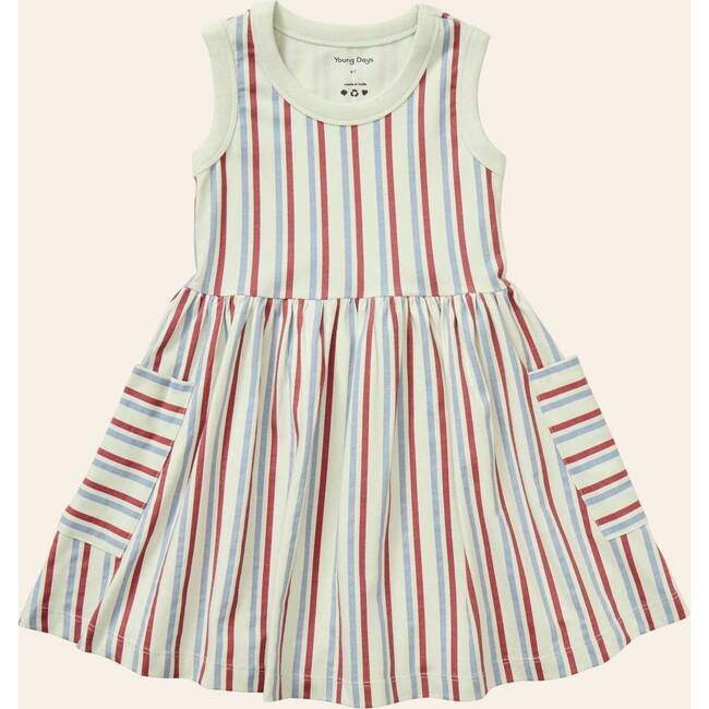 Stripe Mix Pocket Dress, Red/Blue Stripes