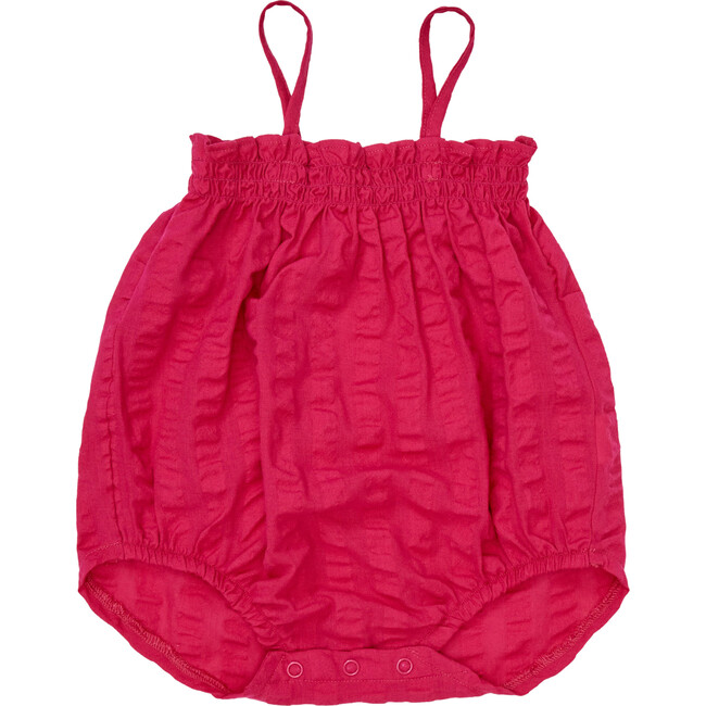 Tiburon Ruffled Smock Neck Strappy Romper, Beetroot Purple