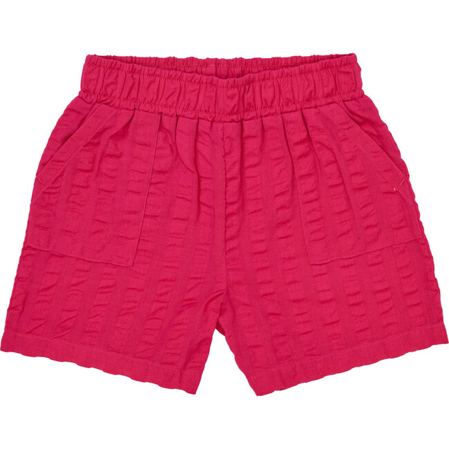 Marco Elastic Waist Seersucker Shorts, Beetroot Purple