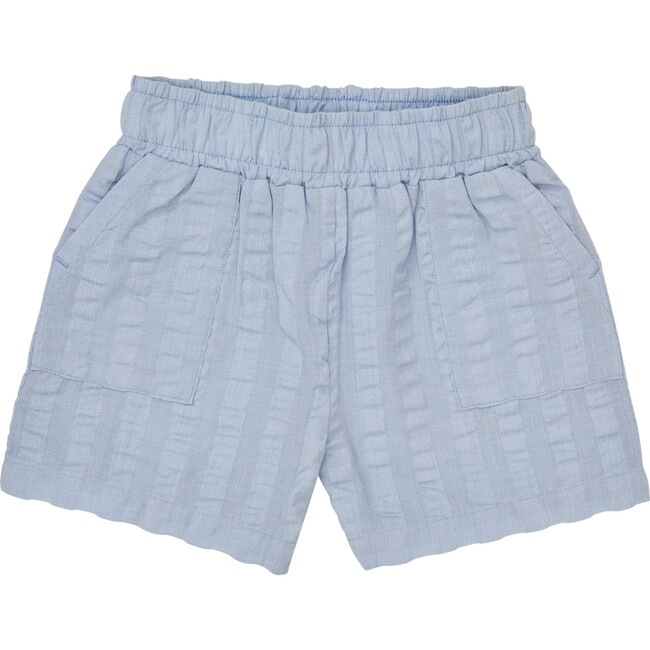 Marco Elastic Waist Seersucker Shorts, Subdued Blue