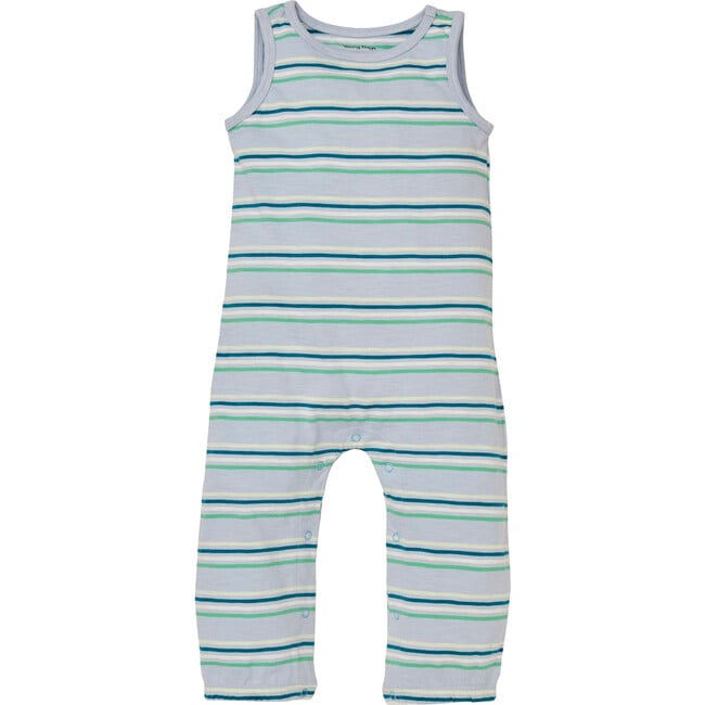 Everglades Round Neck Sleeveless Long Striped Romper, Levi
