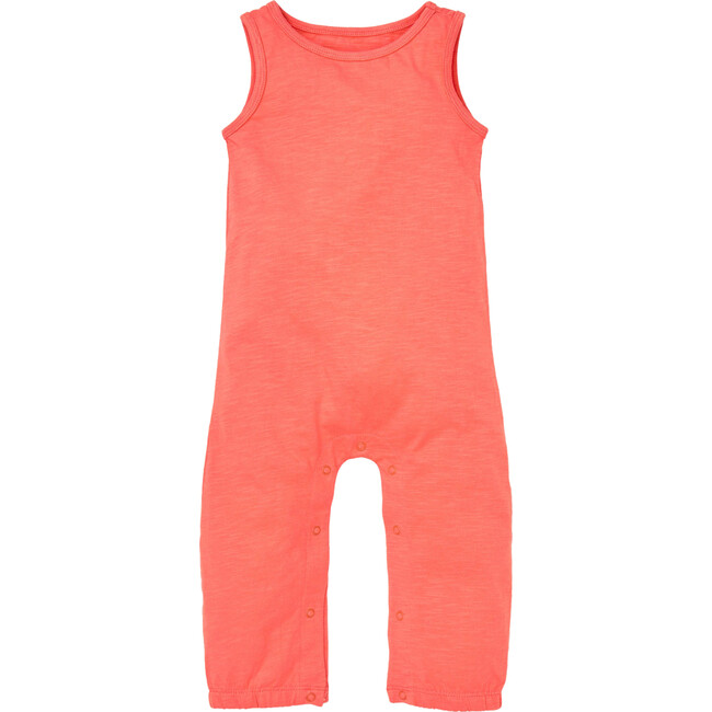 Everglades Round Neck Sleeveless Long Romper, Peach Pink